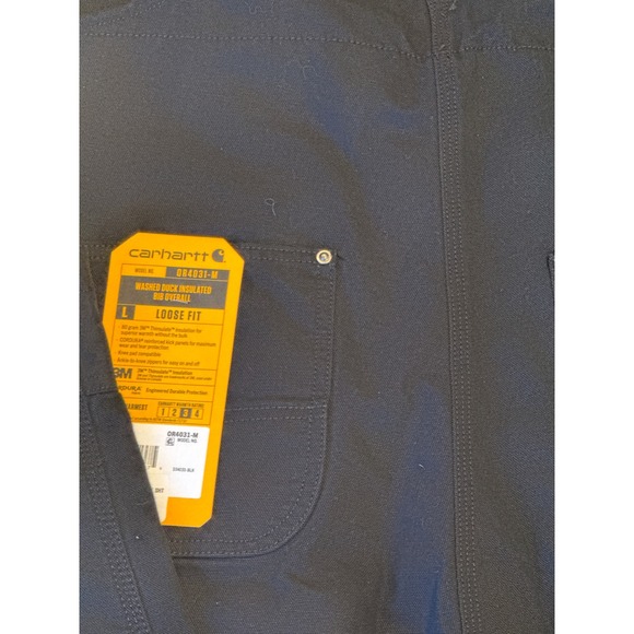 Carhartt OR4031-M Washed Duck Insulated Bib Overalls Black Mens Large Short NWT - Picture 4 of 5